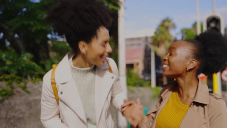 Friends,-talking-and-women-walking