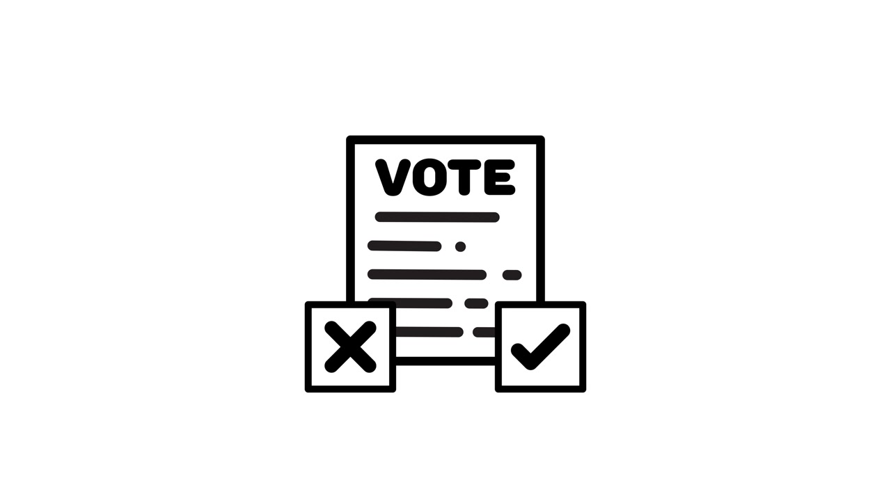 Voting icon with tick and cross sign animation isolated on white background