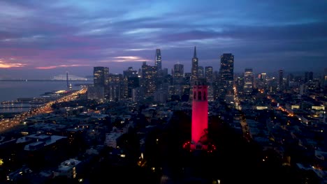 aerial view of san francisco and red coit tower