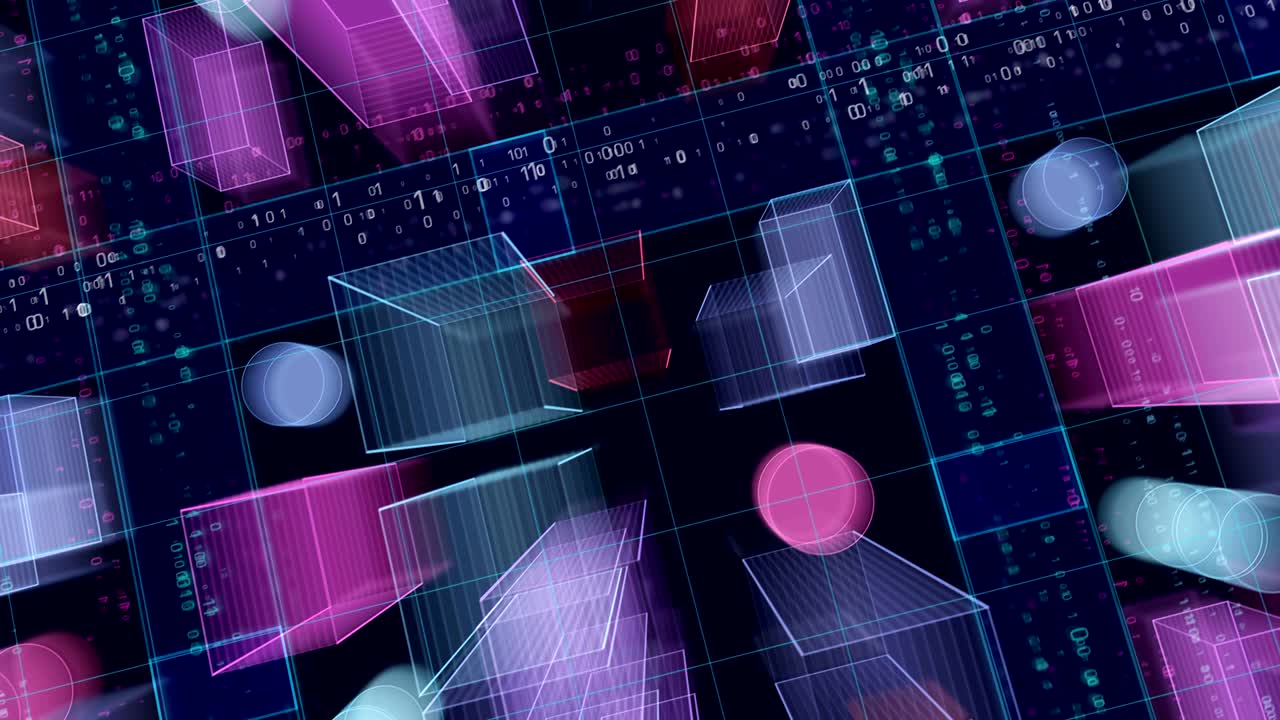 Cyber city loopable animation virtual drone view