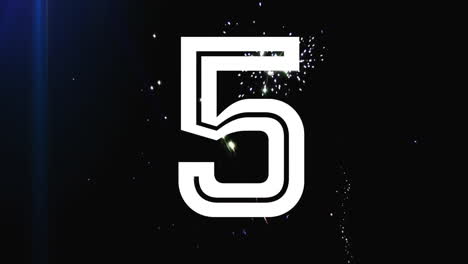 animation of countdown and fireworks on black background