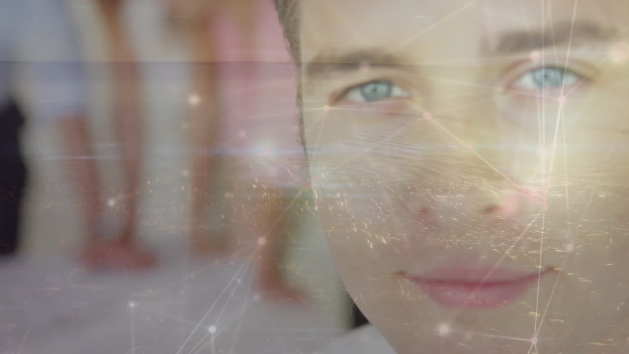 사무실에서 사업가에 대한 풍경과 네트워크의 애니메이션