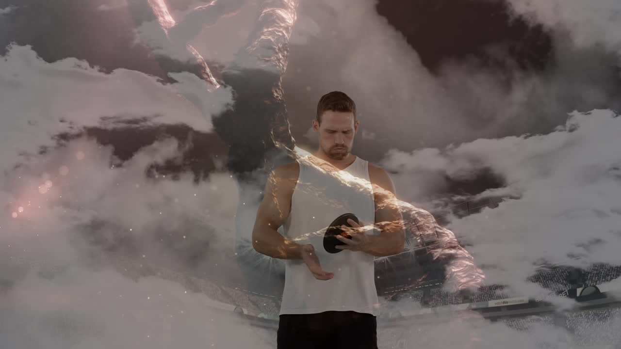 백인 남성 운동선수에 대한 dna와 염색체의 애니메이션