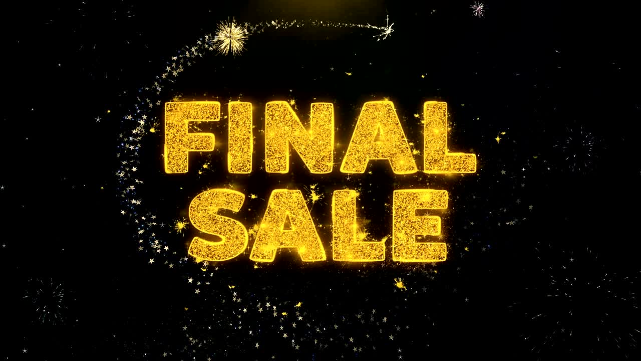 금 입자 불꽃놀이 전시에 대한 최종 판매 텍스트.