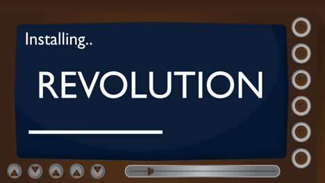 instalación de la revolución. pantalla de texto en la vieja televisión