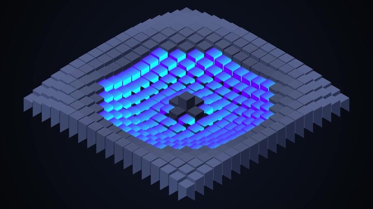 Abstract 3D Animation of Pulsing Geometric Cube Grid
