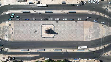 aeral view from restaruradores square with cars moving. lisbon,portugal
