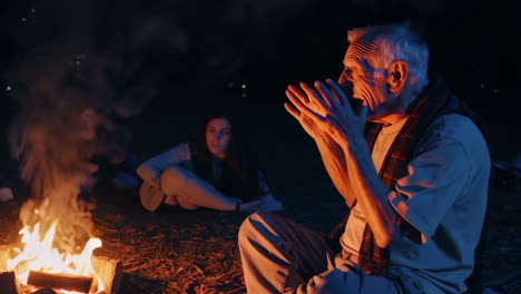 campfire gathering at night