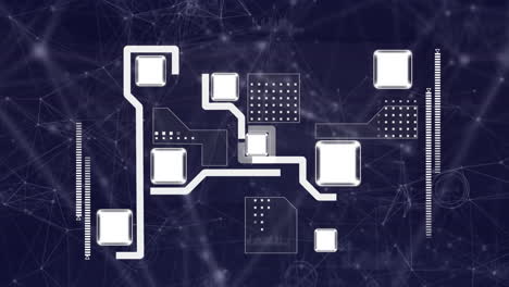 animación de redes de conexiones y procesamiento de datos sobre fondo negro