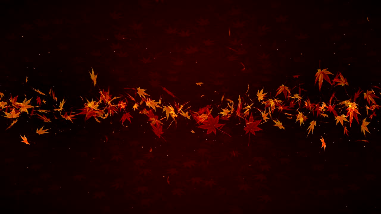 은 배경에 떨어지는 가을 잎, 메이플 잎, 루프 글리터 애니메이션
