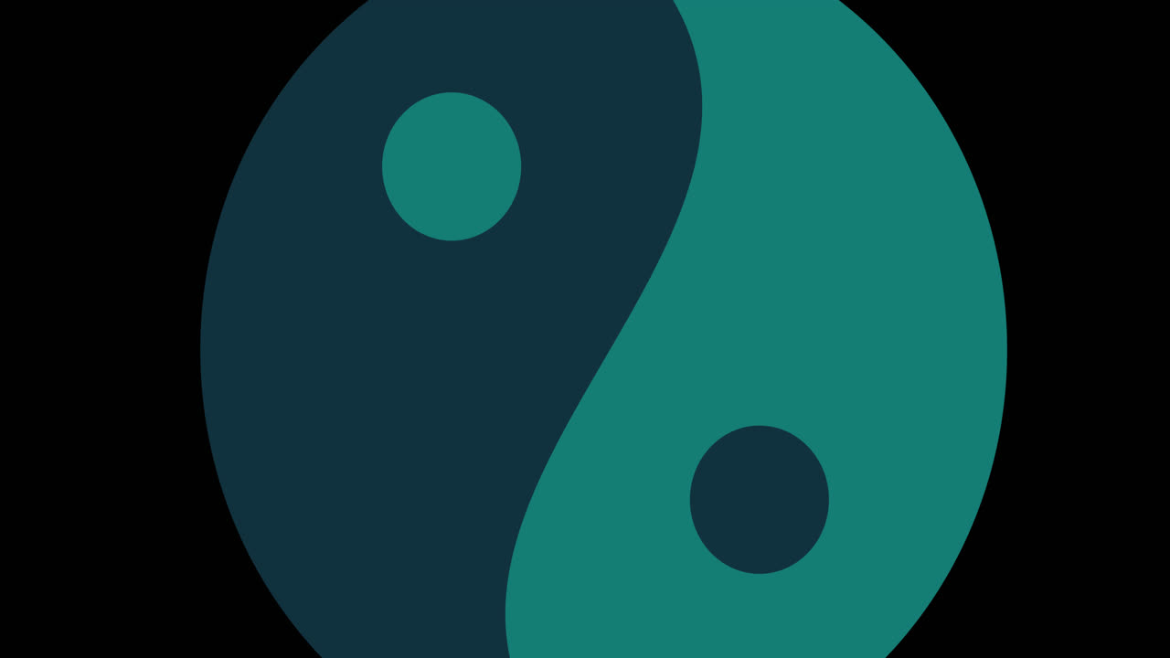 animación de ying yang en fondo negro