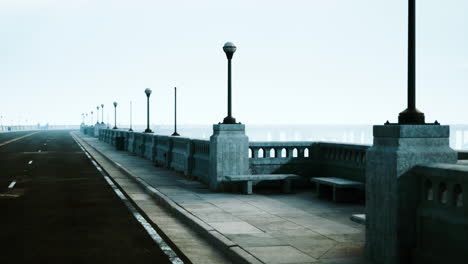 empty foggy bridge walkway