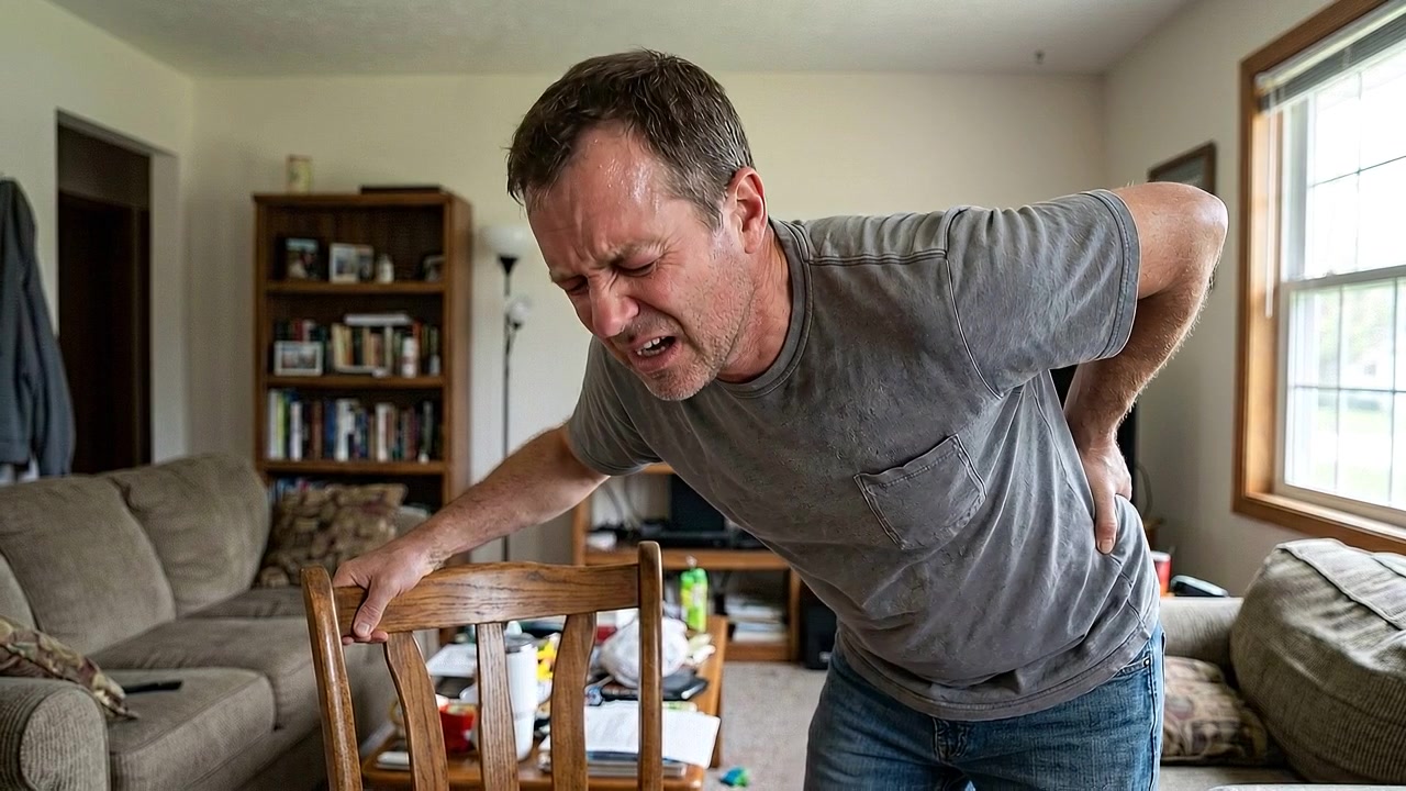 Man Suffering From Severe Back Pain at Home