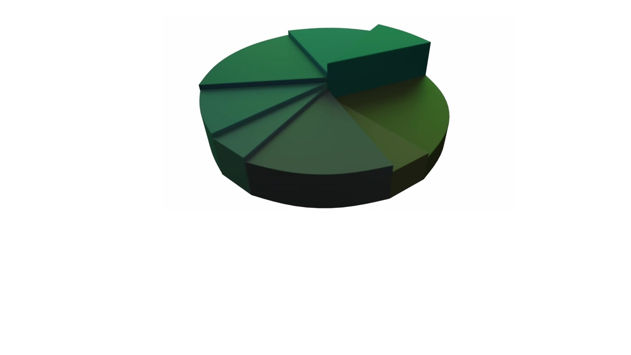 Animation of green statistics pie chart moving on white background