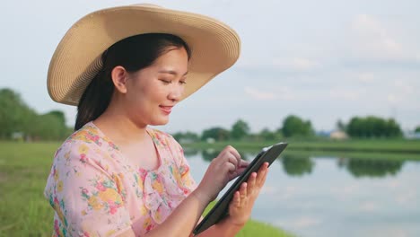 亞洲女性在假期使用便携式裝置