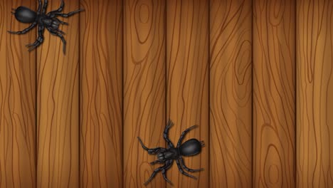 arañas moviéndose sobre un fondo de madera