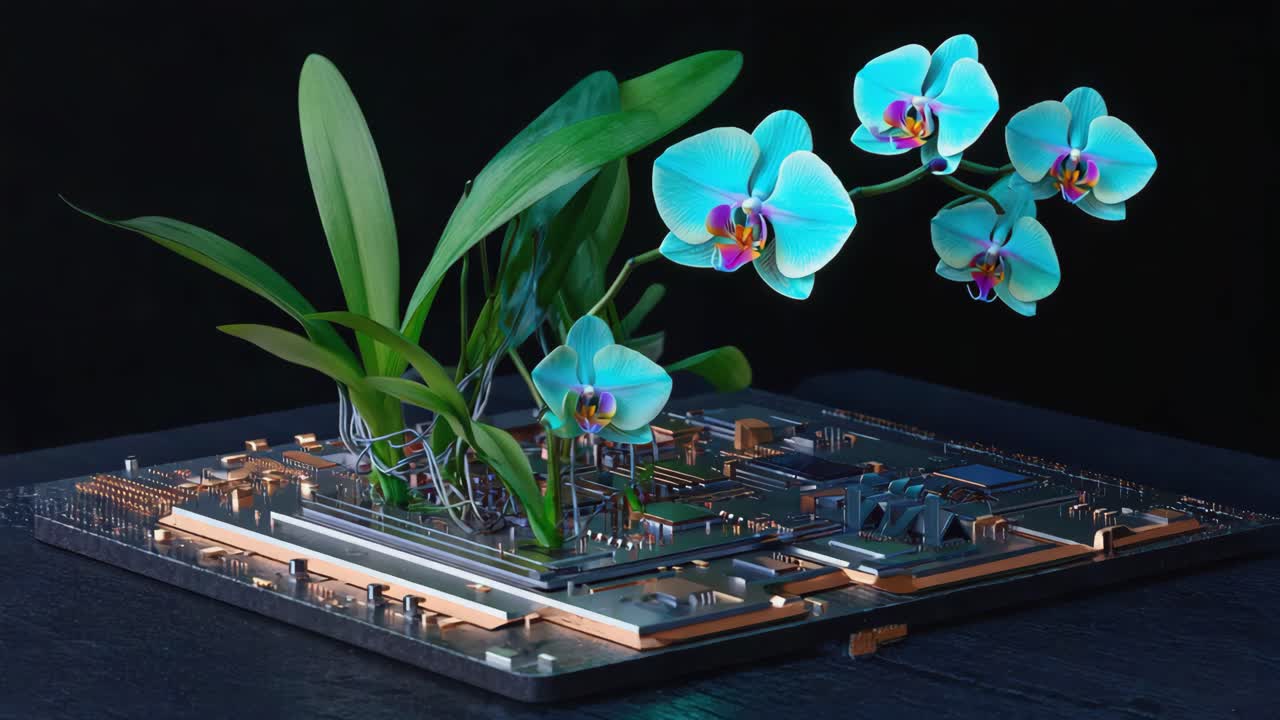 Orchids Growing from a Circuit Board