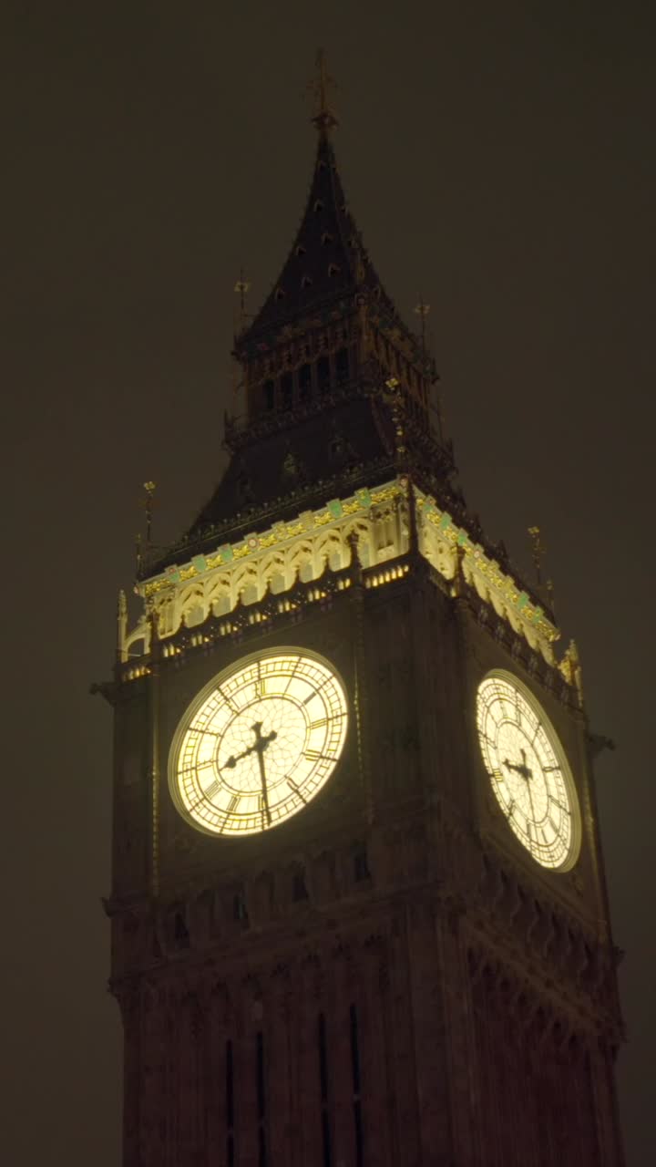 Social ratio video of Big Ben clock in Westminster in London, England, in the United Kingdom. Produced in 1080x1920, 50FPS and with Rec709 color