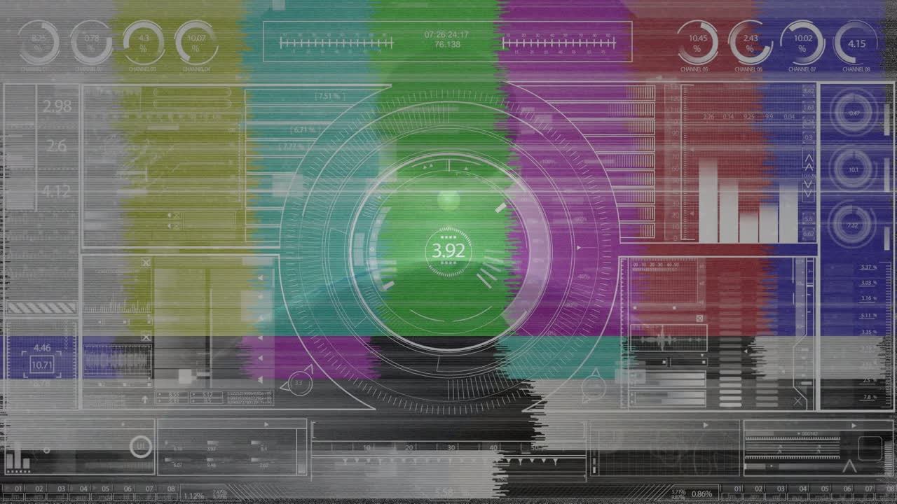 검은 바탕에 간섭에 대한 데이터 처리의 애니메이션