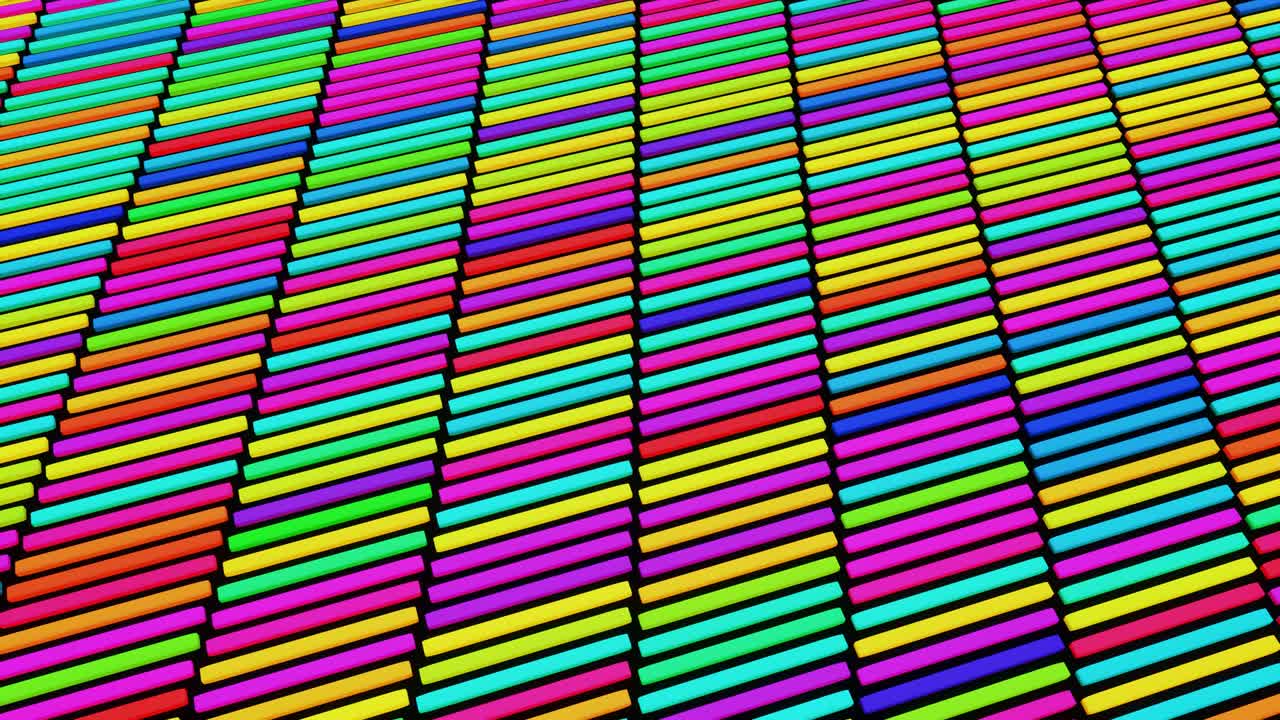 fondo festivo creativo abstracto 3d con animación de flujo en bucle, columnas multicolores que parpadean diferentes colores al azar. estilo de dibujos animados. columnas se mueven arriba y abajo. bucle vj simple bg creativo