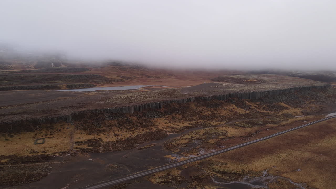 Large Aerial shot of Gerouberg Cliffs in Iceland