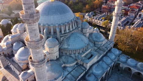 aerial view suleymaniye mosque with clear sky in istanbul, turkey