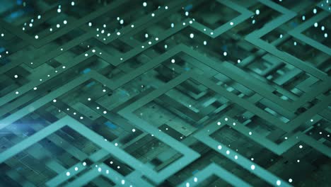 piastra tecnica verde con tubi e luci ciclo senza cuciture animazione 3d rendering