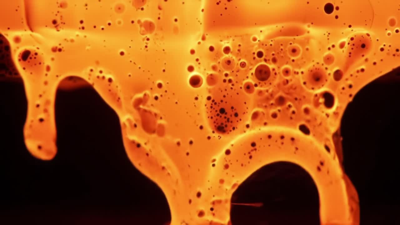 Colorful Lava Lamp Creates Mesmerizing Bubbles and Flowing Patterns in a Dark Room Setting