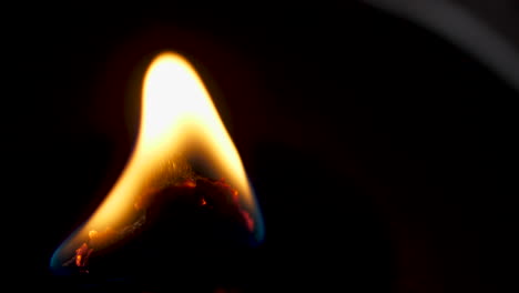 flame on a candle with wood wick macro slow motion