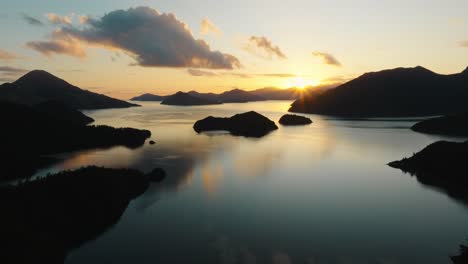 scenic aerial view of calm, placid waters in the remote wilderness of pelorus sound te hoiere of marlborough sounds, south island of new zealand aotearoa