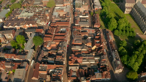 aerial shot over winchester town high street