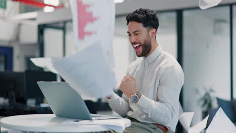 Businessman,-success-or-air-documents-in-laptop