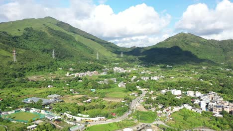 View-Of-Mountains-And-Valley-In-countryside-of-Hong-Kong---Sheung-Shui---aerial