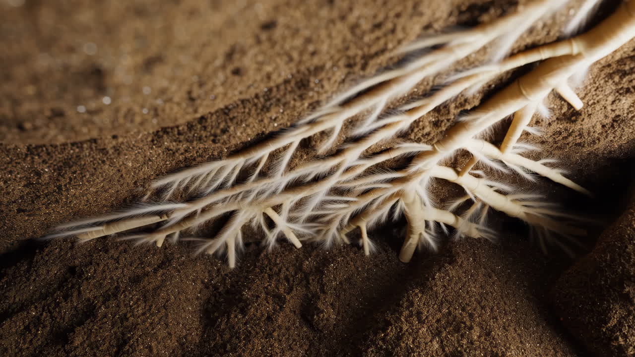 Close-up of Plant Roots in Soil