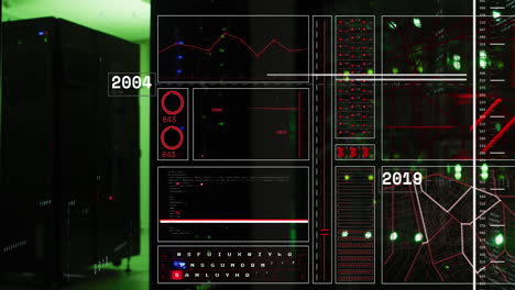 animación del procesamiento de datos a través de servidores informáticos