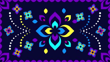fondo oscuro con diseño floral de color neón en video 4k.