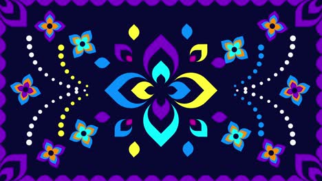 dark background with neon-colored floral design in 4k video.