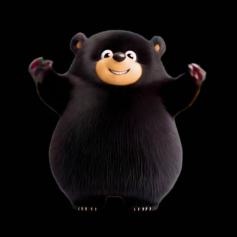 Cheerful cartoon bear character animation isolated asset, transparent 4K video, alpha channel
