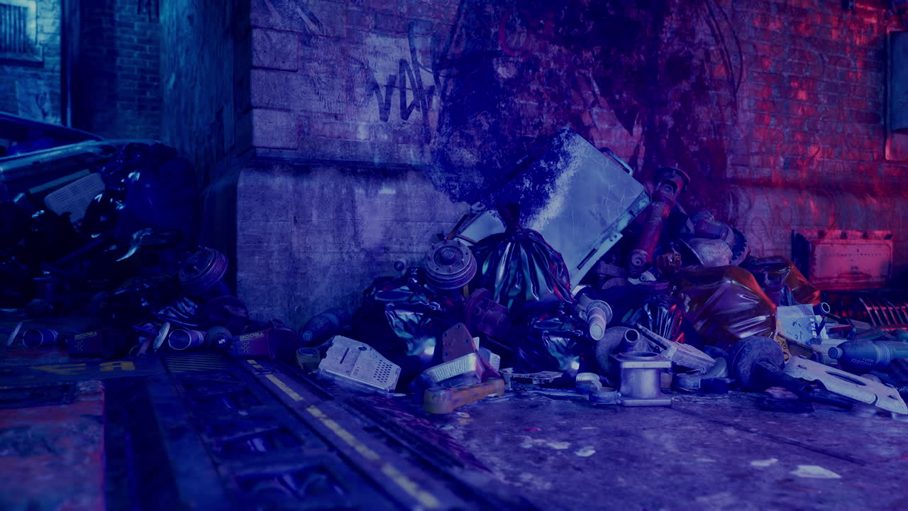 el callejón de la ciudad cyberpunk por la noche