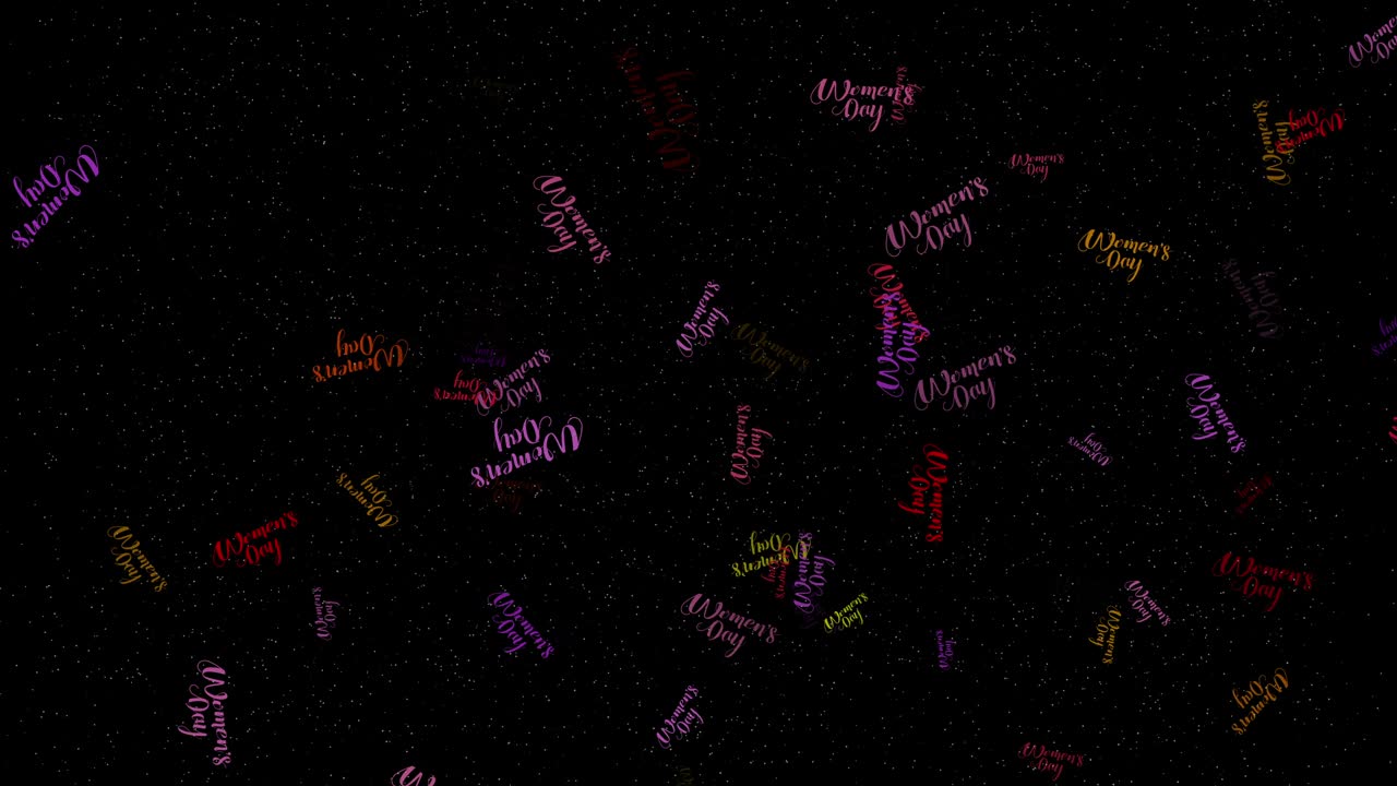 4k abstracto loopable día de las mujeres voladoras en fondo negro