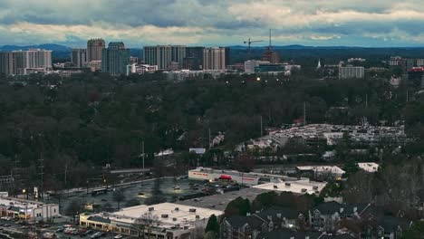 cloudy sunset over built structures in city of atlanta, georgia