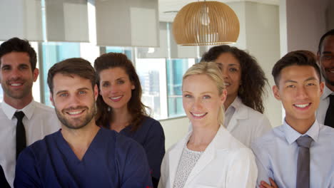 slow motion portrait of medical team in hospital