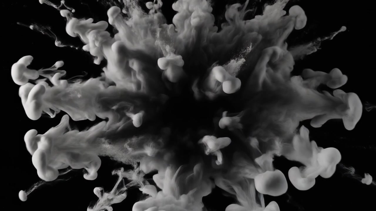 White Powder Explosion Against a Black Background