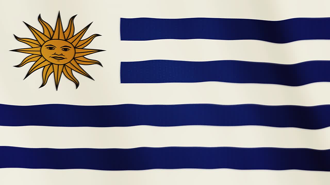 animación de la bandera de uruguay agitando. pantalla completa. símbolo del país