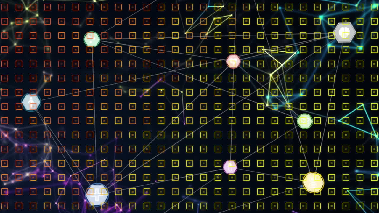 Animation of network of connections on digital background