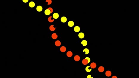 animación de una cadena de adn de modelo 3d giratorio, sobre un fondo negro