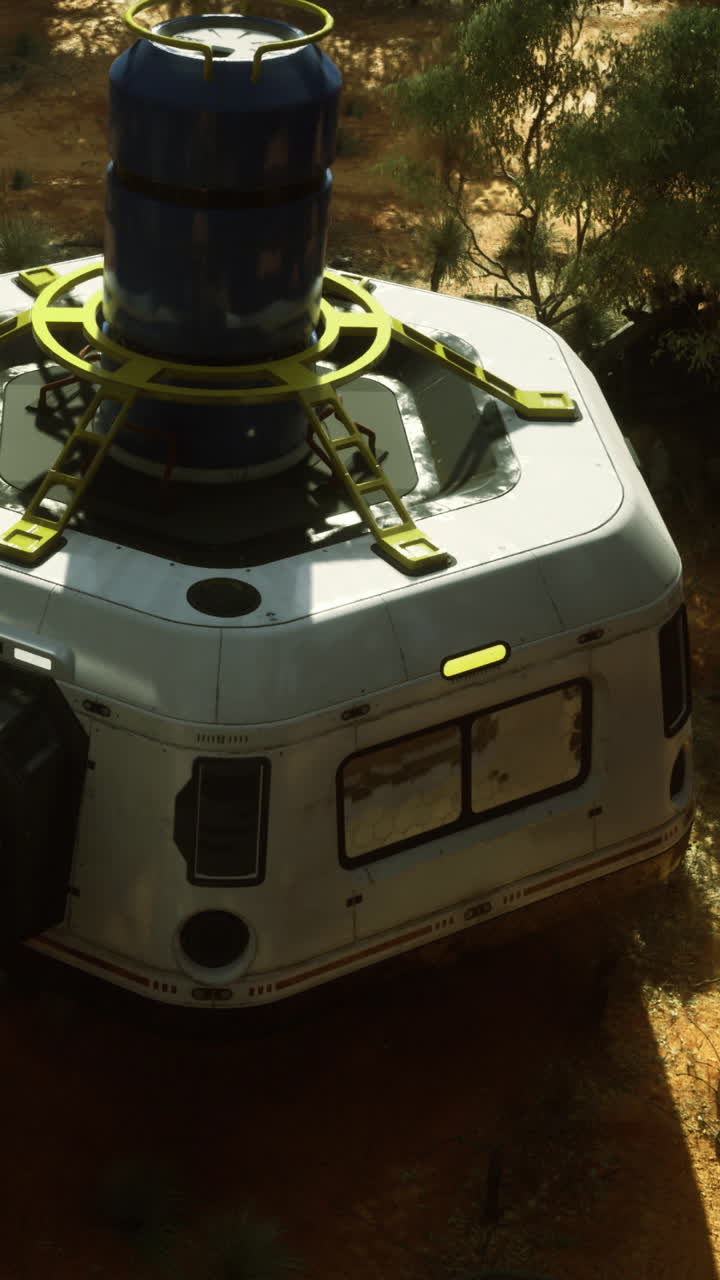 Astronave posata a terra in una zona remota durante le ore diurne