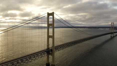 pure michigan sunrise at mackinac bridge - aerial