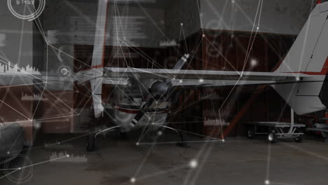 animación de la red global de conexiones con el avión en el fondo