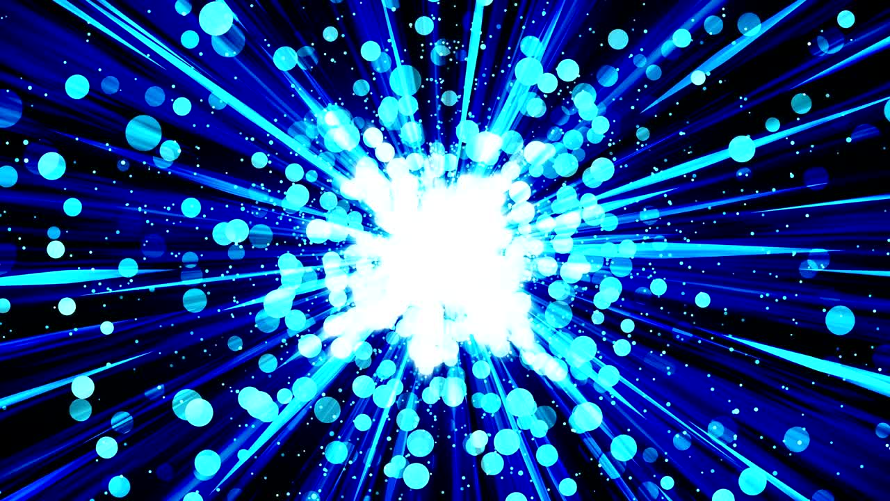 우주에서의 스타버스트 광선 - 만화  루프 애니메이션 - 미래 기술 개념 배경 - 선으로 된 폭발 별